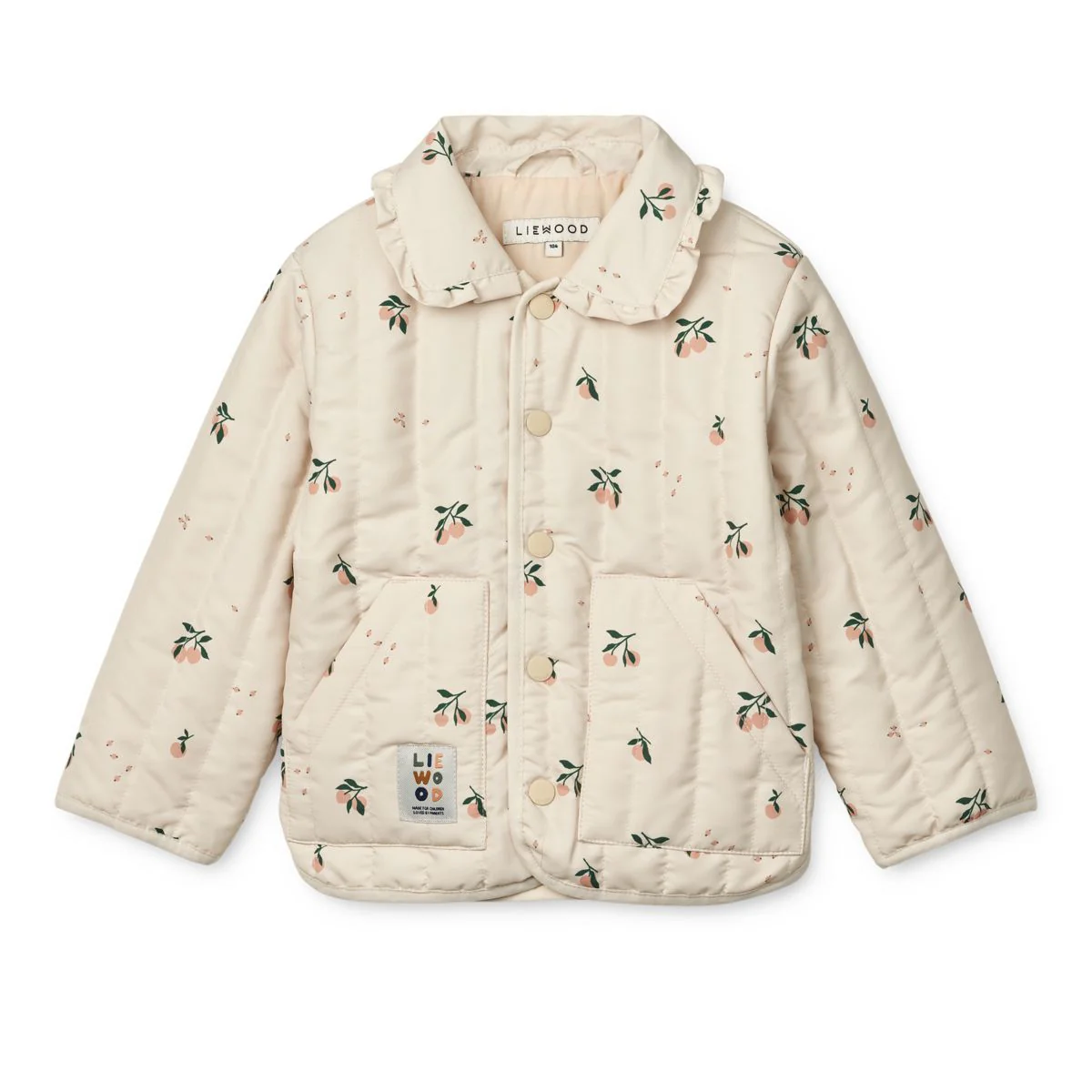 Bea Quilted Jacket With Frill Collar - Peach / Sea shell