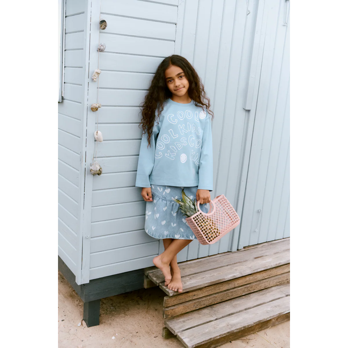 Dayla Printed Denim Skirt - Sweethearts / light blue denim - Image 5