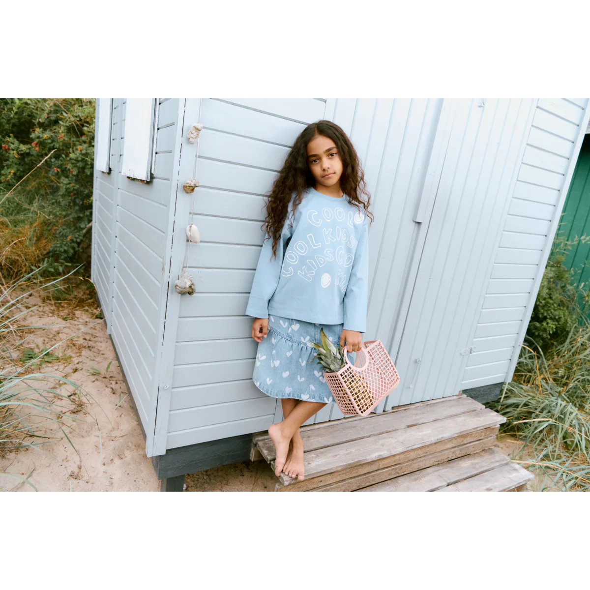 Dayla Printed Denim Skirt - Sweethearts / light blue denim - Image 6