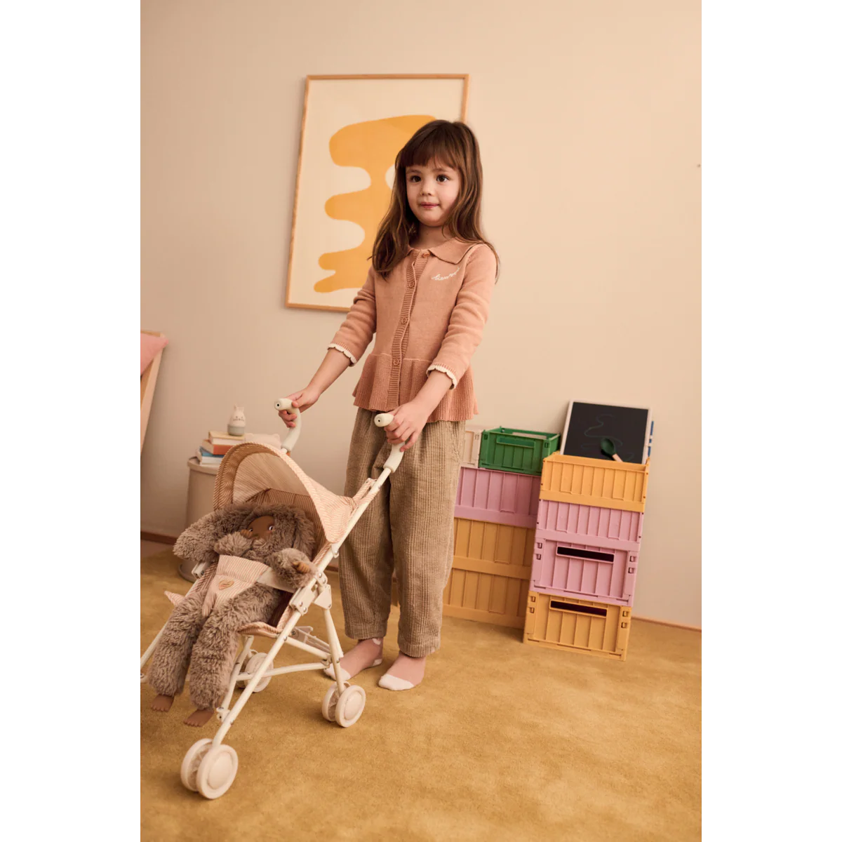 Elsie Doll Stroller - Y/D Stripe Pale tuscany / creme de la creme - Image 5