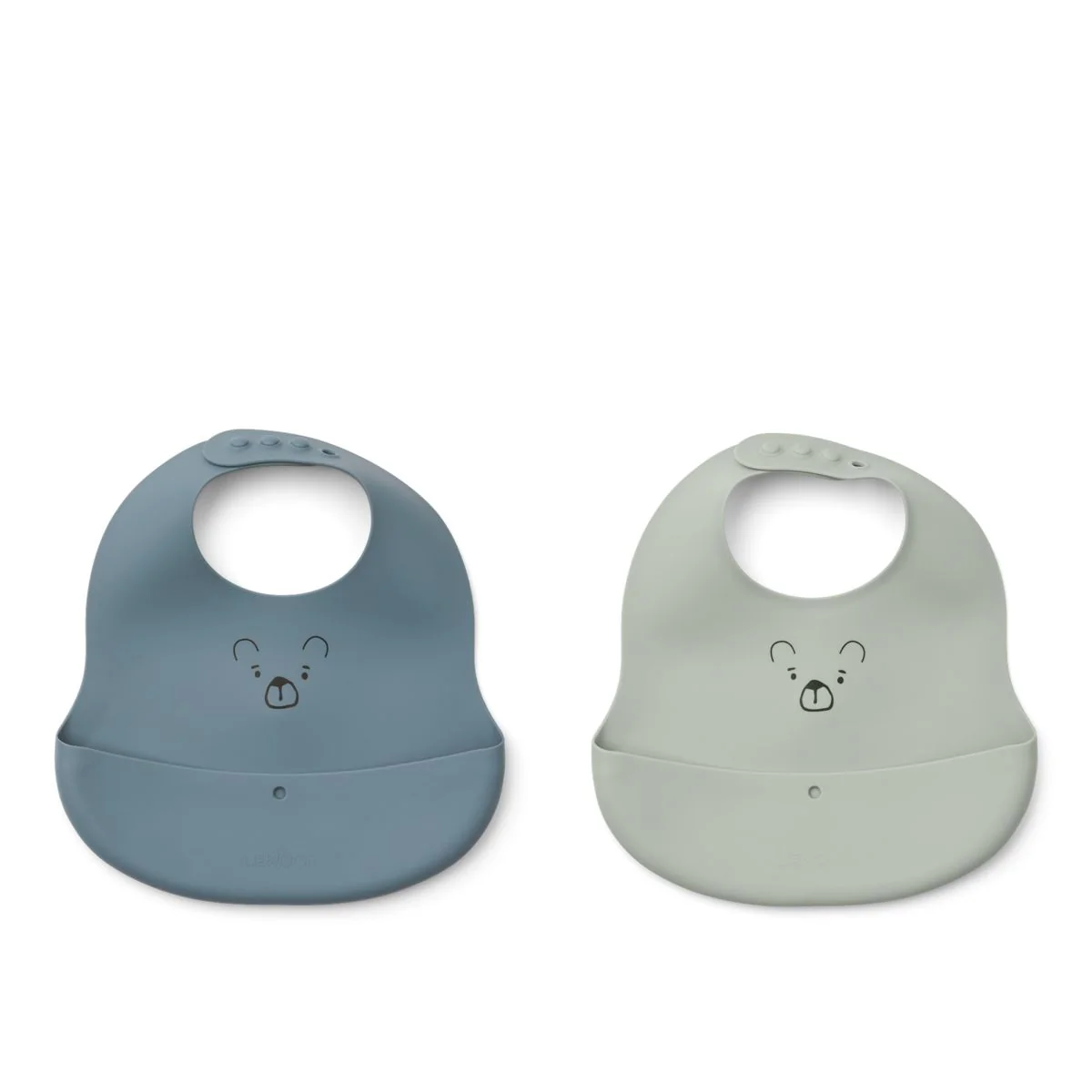 EMBER Printed Bib 2-pack - Mr Bear dove blue / whale blue