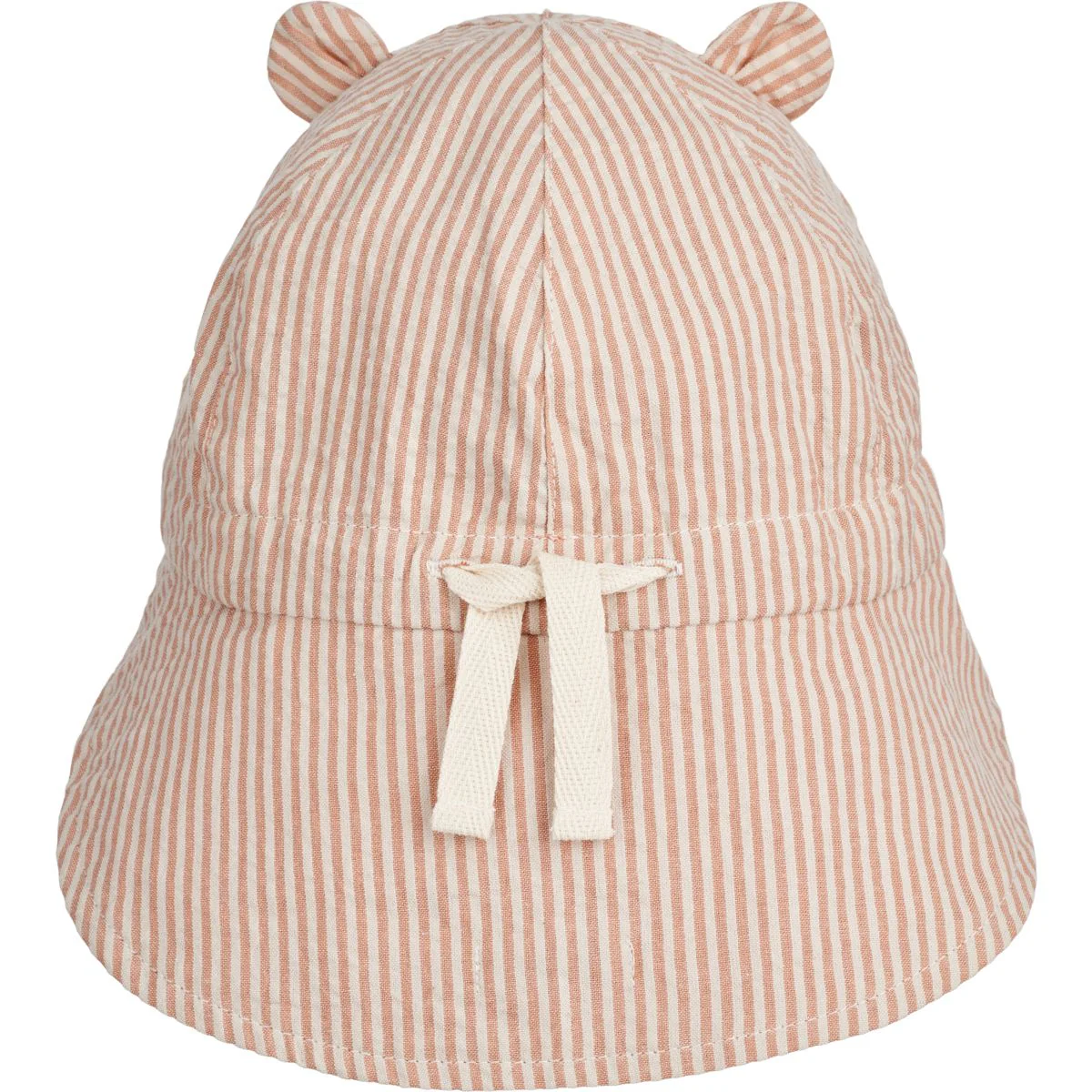 Gorm Seersucker Sun Hat - Y/D Stripe Tuscany rose / Sandy - Image 6