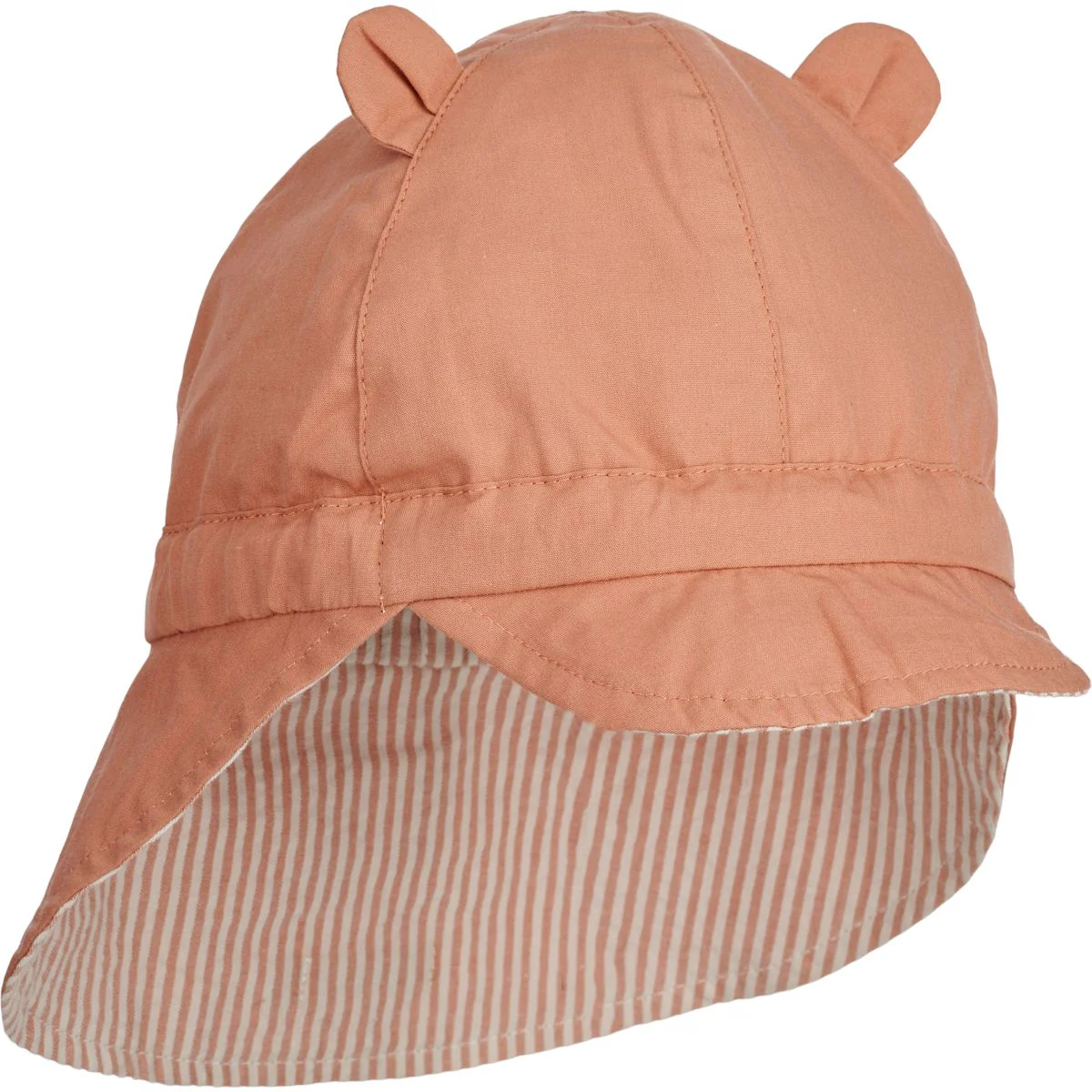 Gorm Seersucker Sun Hat - Y/D Stripe Tuscany rose / Sandy - Image 9