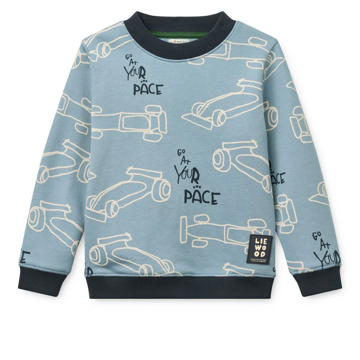 RIDLEY Printed Sweatshirt - Race cars / Beach blue