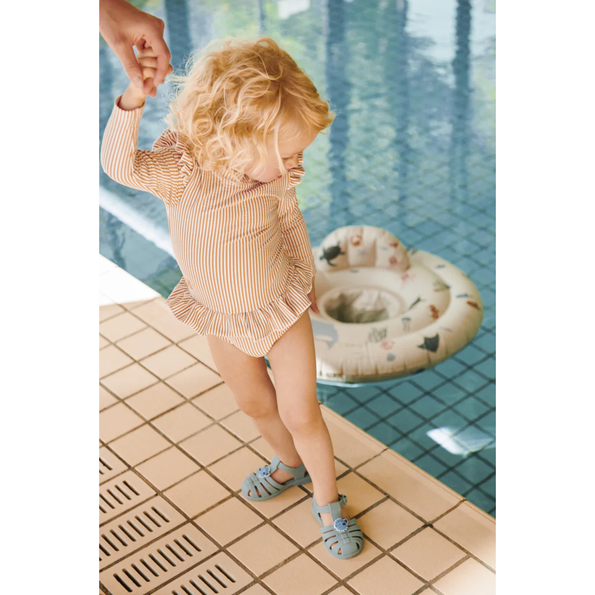 Sille Seersucker Baby Swimsuit - Y/D stripe Pale tuscany / Creme de la creme - Image 4