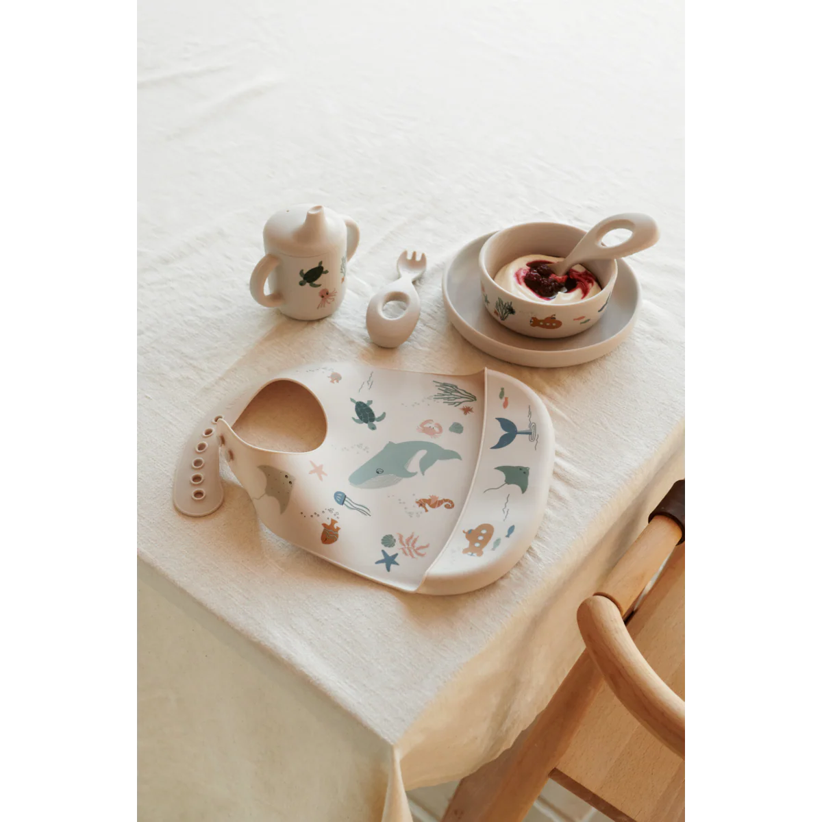 Tilda Printed Bib 2-Pack - Sea creature / Sandy - Image 3